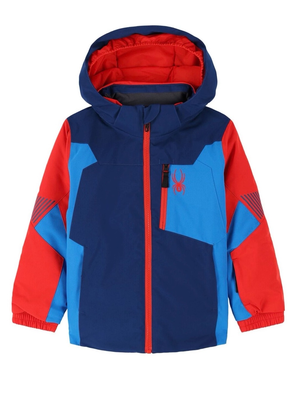 SPYDER Leader Insulated Ski Jacket Winter Coat Red Blue Hooded Boys Size 7